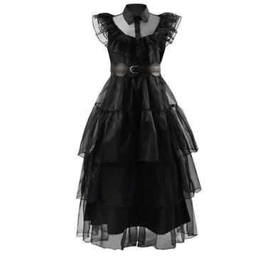 Girls Wednesday Addams Dress Wednesday Black Dress Dance Cosplay Outfit Becostume